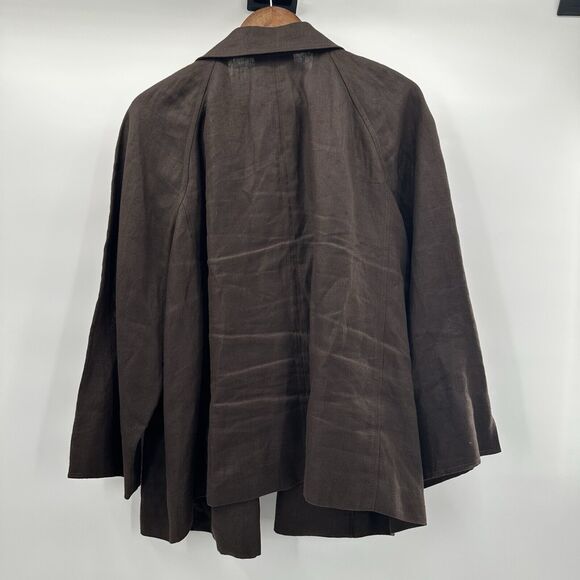 Talbots Jacket Womens 3X Brown Irish Linen Flowy Minimalist Lagenlook Boxy - Picture 4 of 9